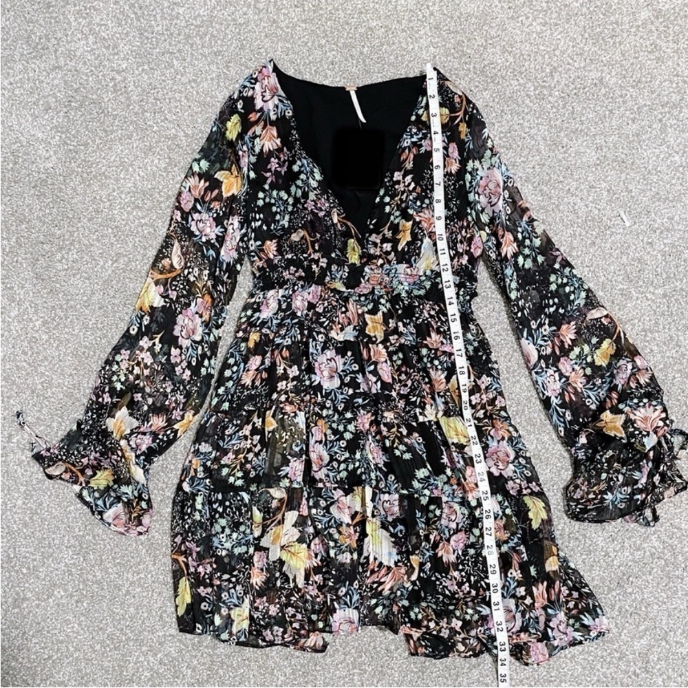 FREE PEOPLE Closer To The Heart Mini Black Floral Boho Dress XS - Picture 13 of 16